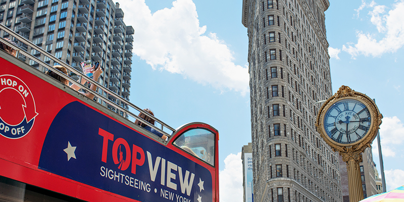 a TopView Double Decker Hop-on Hop-off Bus in Fifth Avenue