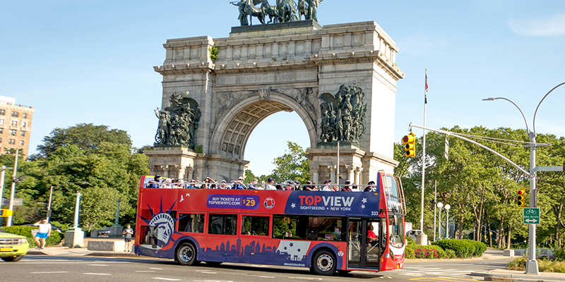 a TopView Double Decker Bus in Grand Army Plaza